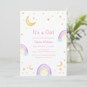Invitation Parties scintillant coloré Rainbow Moon Star Baby (Debout devant)