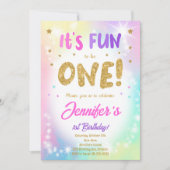 Invitation Parties scintillant colorée 1er anniversaire Invit (Devant)