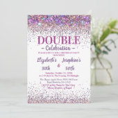 Invitation Parties scintillant colorée de la fête d'anniversa (Debout devant)