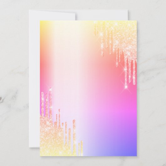 Invitation Parties scintillant colorée gouttes Crown Quinceañ (Dos)