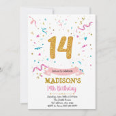 Invitation Parties scintillant Confetti 14e anniversaire invi (Devant)