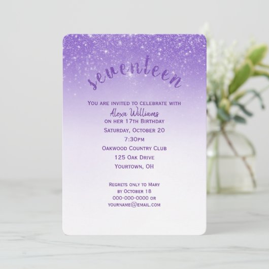 Invitation Parties scintillant Confetti 17e fête d'anniversai (Debout devant)