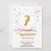 Invitation Parties scintillant Confetti 7e anniversaire invit (Devant)
