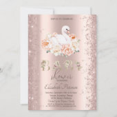 Invitation Parties scintillant Confetti Baby shower de cygne (Devant)