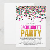 Invitation Parties scintillant Confetti Bachelorette (Devant / Derrière)
