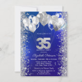 Invitation Parties scintillant Confetti Ballons Marine Bleu 3 (Devant)
