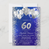 Invitation Parties scintillant Confetti Ballons Marine Bleu 6 (Devant)