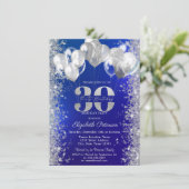 Invitation Parties scintillant Confetti Ballons Marine Blue 3 (Debout devant)