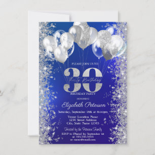 Invitation Parties scintillant Confetti Ballons Marine Blue 3
