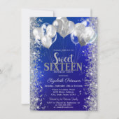 Invitation Parties scintillant Confetti Ballons Marine Blue S (Devant)