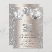 Invitation Parties scintillant Confetti Balloons Champagne 35 (Devant / Derrière)