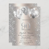 Invitation Parties scintillant Confetti Balloons Champagne 90 (Devant / Derrière)