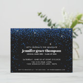 Invitation Parties scintillant Confetti Bleu Black Photo Grad (Debout devant)
