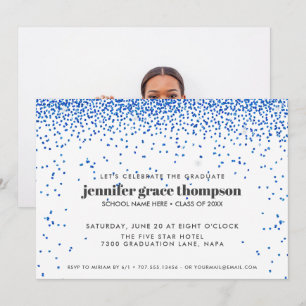 Invitation Parties scintillant Confetti Bleu Blanc Photo Grad