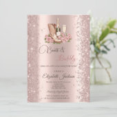 Invitation Parties scintillant Confetti Bottes Vins Fleurs Fê (Debout devant)