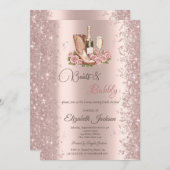 Invitation Parties scintillant Confetti Bottes Vins Fleurs Fê (Devant / Derrière)