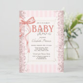 Invitation Parties scintillant Confetti Bow rose Baby shower (Debout devant)