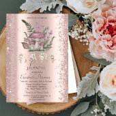 Invitation Parties scintillant Confetti Champignons Papillons