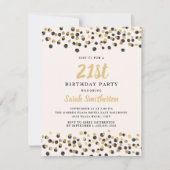 Invitation Parties scintillant Confetti en or noir blanc 21e  (Devant)