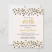 Invitation Parties scintillant Confetti en or noir blanc 40e  (Devant)