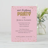 Invitation Parties scintillant Confetti en or rose Anniversai (Debout devant)