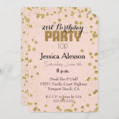 Invitation Parties scintillant Confetti en or rose pâle 21e a (Devant / Derrière)