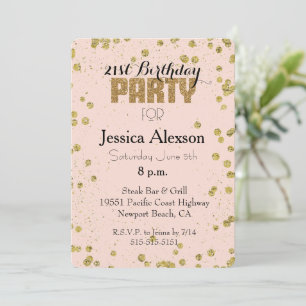 Invitation Parties scintillant Confetti en or rose pâle 21e a