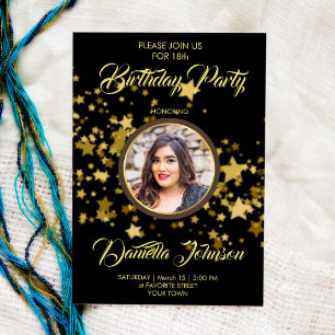 Invitation Parties scintillant confetti étoiles photo personn
