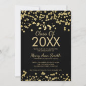 Invitation Parties scintillant Confetti Gold & Black Foil (Devant)