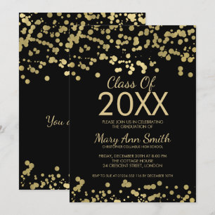 Invitation Parties scintillant Confetti Gold & Black Foil