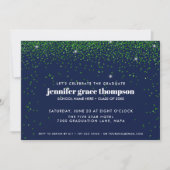 Invitation Parties scintillant Confetti Green Blue Photo Grad (Devant)