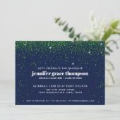 Invitation Parties scintillant Confetti Green Blue Photo Grad (Debout devant)