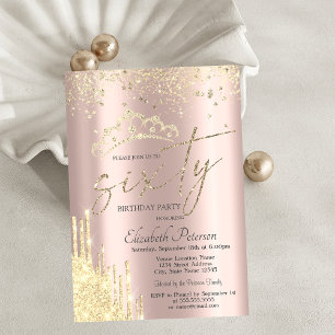 Invitation Parties scintillant Confetti Rose de la Couronne O