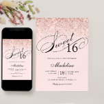 Invitation Parties scintillant Confetti Rose, Douce 16 Annive<br><div class="desc">Cette invitation branchée présente une parties scintillant étincelante et est parfaite pour votre Sweet 16!. Ajoutez votre texte personnalisé à l'aide du formulaire modèle. Des options supplémentaires pour les polices et la mise en page sont disponibles si vous choisissez "customiser plus loin" à la fin du formulaire modèle.</div>