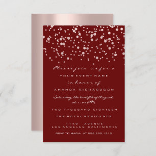 Invitation Parties scintillant Confetti Rose Maroon Douce nup