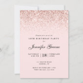 Invitation Parties scintillant Confetti Rose, Tout Âge Annive (Devant)