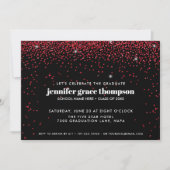 Invitation Parties scintillant Confetti Rouge Black Photo Gra (Devant)