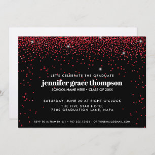 Invitation Parties scintillant Confetti Rouge Black Photo Gra