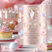 Invitation Parties scintillant Confetti Unicorn Papillons Bab