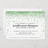 Invitation Parties scintillant Confetti Vert Blanc Photo Grad (Devant / Derrière)