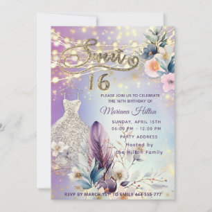 Invitation parties scintillant cool boho florale