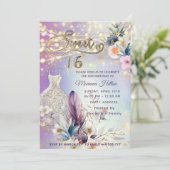 Invitation parties scintillant cool boho florale (Debout devant)