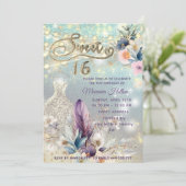 Invitation parties scintillant cool boho florale (Debout devant)