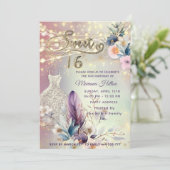 Invitation parties scintillant cool boho florale (Debout devant)