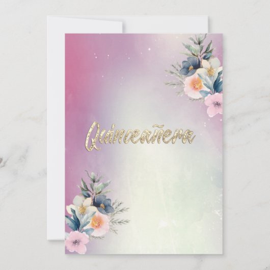 Invitation parties scintillant cool boho florale (Dos)