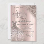 Invitation Parties scintillant cool Bokeh Robe Rose Gold Swee (Devant)