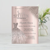 Invitation Parties scintillant cool Bokeh Robe Rose Gold Swee (Debout devant)