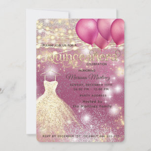 Invitation Parties scintillant Cool rose or Chaîne lumières s
