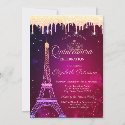 Invitation Parties scintillant cool Tour Eiffel Tiara Drives  (Devant)