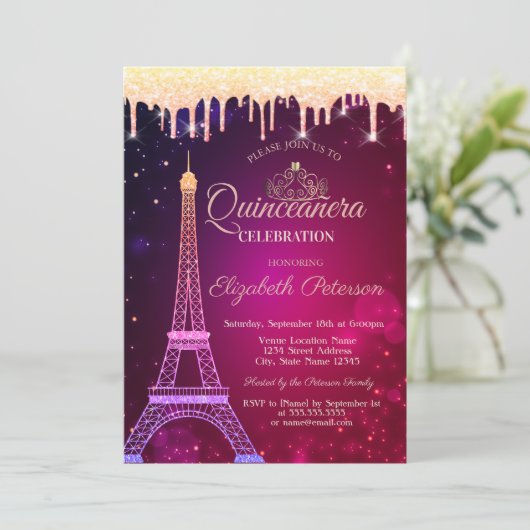 Invitation Parties scintillant cool Tour Eiffel Tiara Drives  (Debout devant)